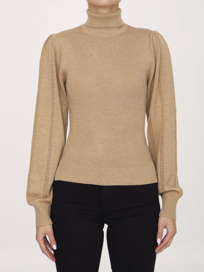 Ganni Turtleneck Sweater In Beige | ModeSens