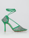 Bottega Veneta Sparkle Stretch Lace-up Sandals In Green