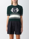 Golden Goose Journey Ws Knit Cropped Crew Neck Short Sleeve Co In Green