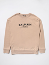 Balmain Kids' Logo Printed Cotton Sweatshirt In Hazel