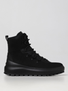 Stone Island High-top Leather Boots With Design And Elevated Sole In Black