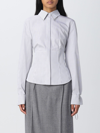 Fendi Pinstripe Corset Cotton Button-up Shirt In White