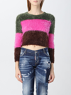 Dsquared2 Striped Brushed-effect Jumper In Fuchsia