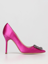 Manolo Blahnik Hangisi 70 Embellished Satin Pumps In Fuchsia