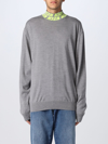 Msgm Sweater With Embroidered Logo By . The Identity Of The Brand Is Highlighted Thanks To The Details An In Grey