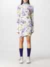 Off-white Off White Stretch Mini Dress With Floral Print In Lilac