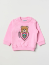 Moschino Baby Babies' Sweatshirt With Teddy Heart Print In Pink