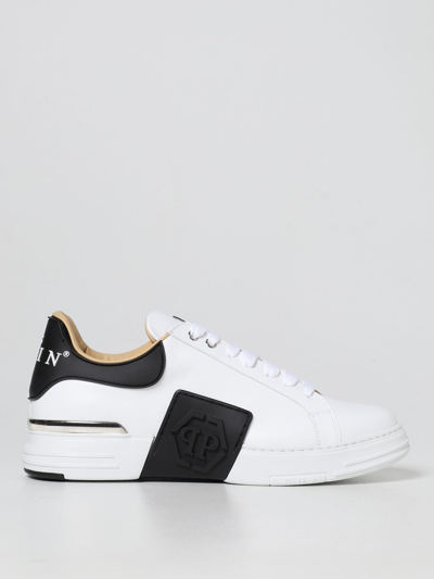Philipp Plein Low Top Sneakers Hexagon In Bianco