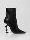 Saint Laurent Black Leather Opyum Ankle Boots In Black