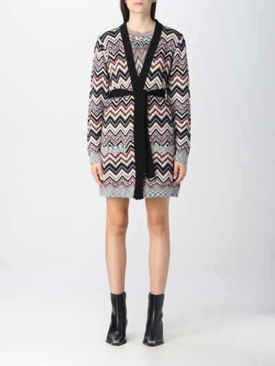 Missoni Zigzag Belted Knitted Cardigan In Multicolour