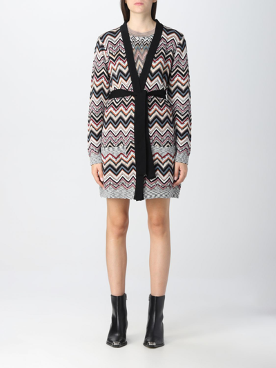 Missoni Zigzag Belted Knitted Cardigan In Multicolor