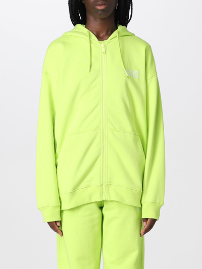 Ganni Zip-up Sweatshirt In Green