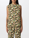 Marni Floral Printed Crewneck Sleeveless Top In Black