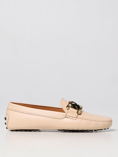 Tod's Kate Gommino Leather Loafers In Beige