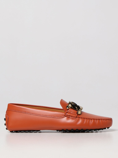 Tod's Kate Gommino Leather Loafers In Orange