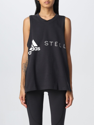 Adidas By Stella Mccartney Logo Printed Tank Top In Black