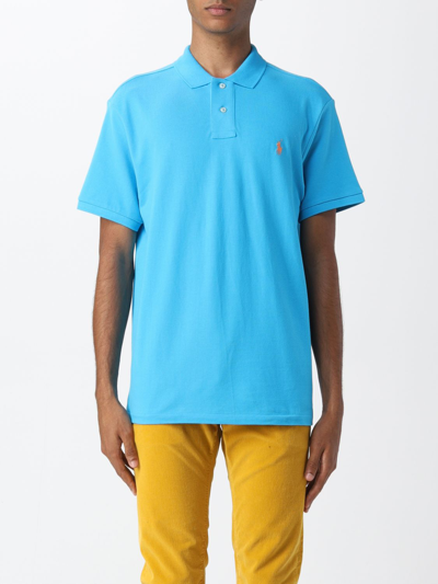 Polo Ralph Lauren Logo Embroidered Polo Shirt In Sky Blue