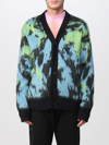 Msgm Marble Mohair Blend Knit Cardigan In Black