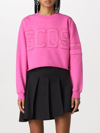 Gcds Cropped Crewneck Sweatshirt In Pink