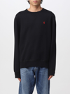 Polo Ralph Lauren Black Cotton Blend Sweatshirt With Logo In Black