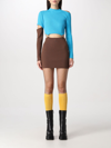 Andersson Bell Zweifarbiges Minikleid Aus Rippstrick Mit Verzierung Und Cut-outs In Blue