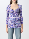 Isabel Marant Gubaia Blur Floral-print Bow-bustier Velvet Top In Violet