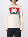 Comme Des Garçons Space Invaders Puff Sleeves Crew Neck Sweater In White