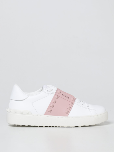Valentino Rockstud Untitled Leather Sneakers In White