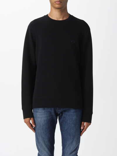 Emporio Armani Double-jersey Sweatshirt With Micro Logo Patch In Black