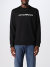 Emporio Armani Cotton Blend Crewneck Sweatshirt In Black