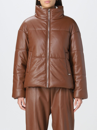 Liu •jo Liu Jo Puffy Faux Leather Jacket By Liu Jo In Brown