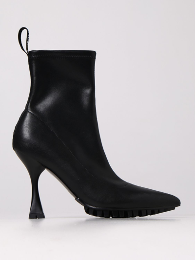 Versace Jeans Couture High Heels Ankle Boots In Black Synthetic Fibers