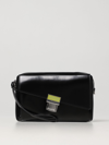 Msgm Faux Leather Cross-body Bag In Black