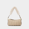 Manu Atelier Mini Padded Cylinder Hand Bag In Beige