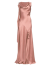 Alberta Ferretti Knotted Draped Silk Gown In Rose Gold