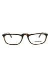 Montblanc 54mm Square Nose Bridge Optical Glasses In Havana Havana Transparent