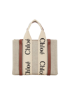 Chloé Woody Small Logo Tote In White Brown