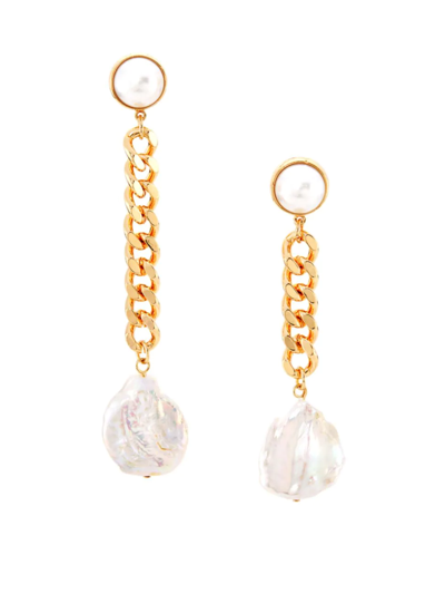 Dannijo Women's Kate Goldtone & Faux Pearl Asymmetric Chain Drop Earrings