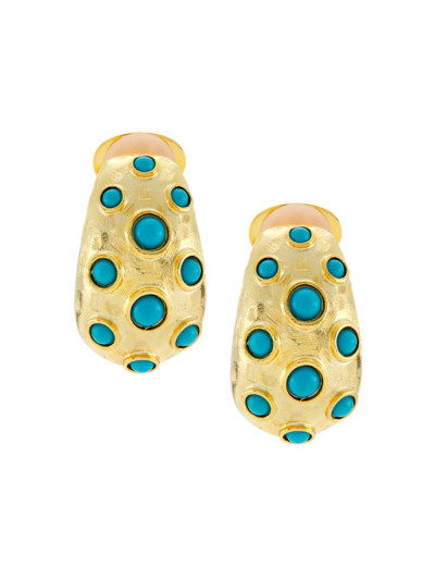 Kenneth Jay Lane Women's Turquoise Dots 22k Gold-plated & Resin Drop Earrings In Gold Turquoise
