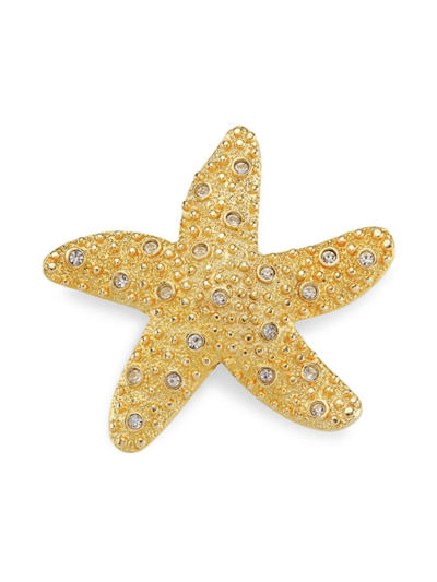 Kenneth Jay Lane Women's Starfish 22k Gold-plate & Faux Crystal Pin In Gold Crystal