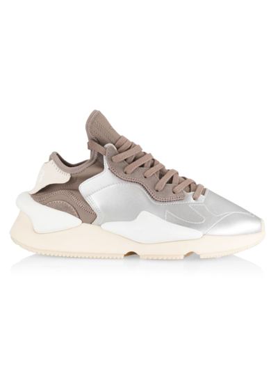 Y-3 Kaiwa Colorblock Low-top Sneakers In Silver White