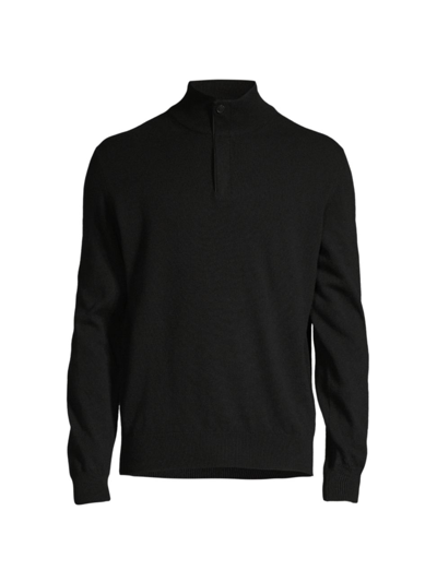 Zegna Men's Cashmere Quarter-zip Sweater In Black Solid