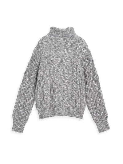 Mini Molly Kids' Girl's Cable-knit Turtleneck Sweater In Ash Grey