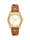 TORY BURCH WOMEN'S THE MILLER GOLDTONE STAINLESS STEEL & LEATHER STRAP WATCH