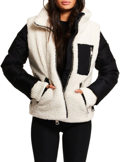 Sam Wylie Sherpa Puffer Jacket In Black White