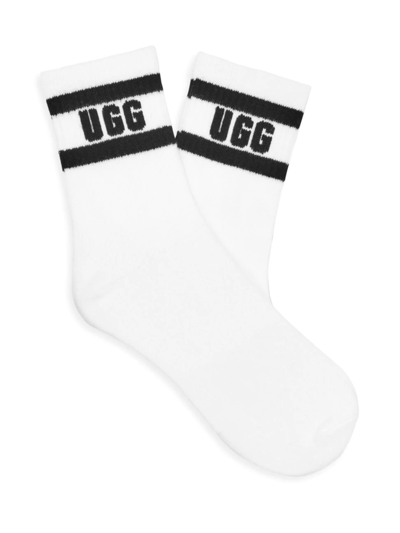 Ugg Dierson Striped Logo Socks In White / Black