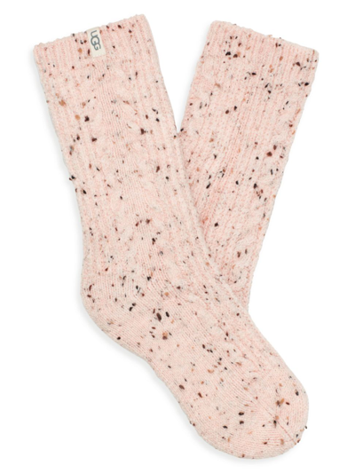 Ugg Radell Cable-knit Crew Socks In Pink Ice Speckled
