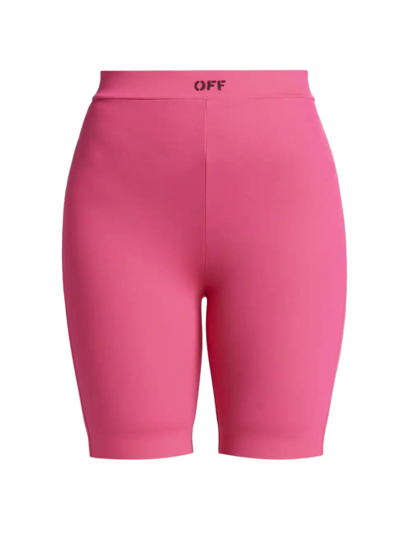 Off-white Logo Biker Shorts In Fuschia