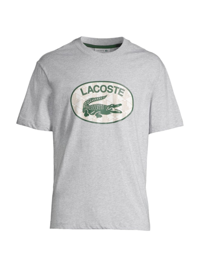 Lacoste Regular-fit Branded Monogram Print T-shirt In Grey