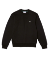 Lacoste Organic Cotton Brushed Fleece Classic Fit Crewneck Sweatshirt In Black